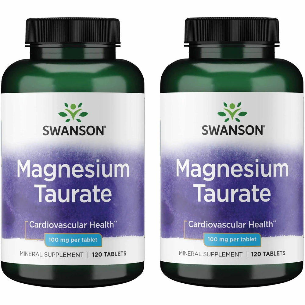 Hero image: Swanson Magnesium Taurate 120-tablet bottle, 2-pack