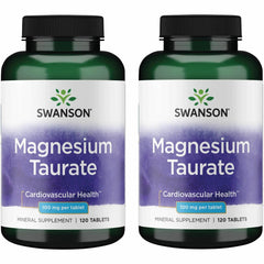Hero image: Swanson Magnesium Taurate 120-tablet bottle, 2-pack