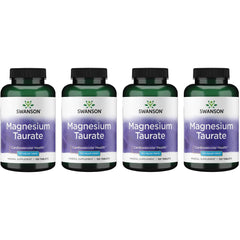 Swanson Magnesium Taurate bottle with 120 tablets - 4 pack - front view