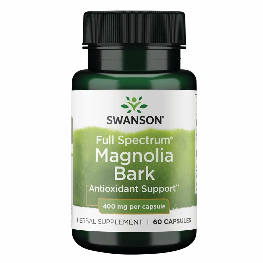 Swanson Magnolia Bark bottle with 60 capsules on white background