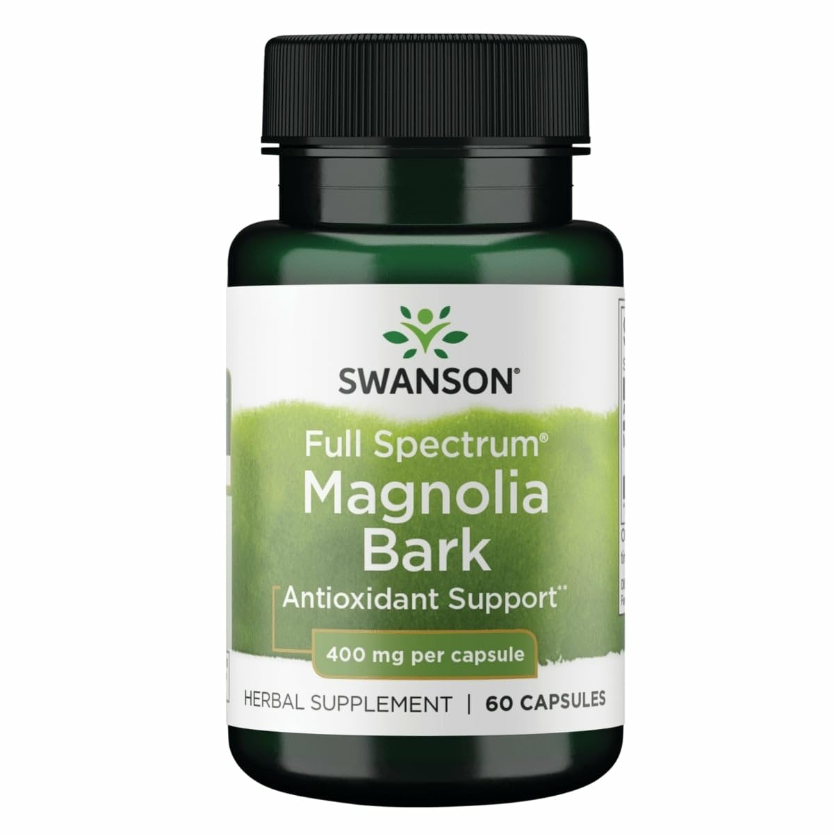 Swanson Magnolia Bark bottle with 60 capsules on white background