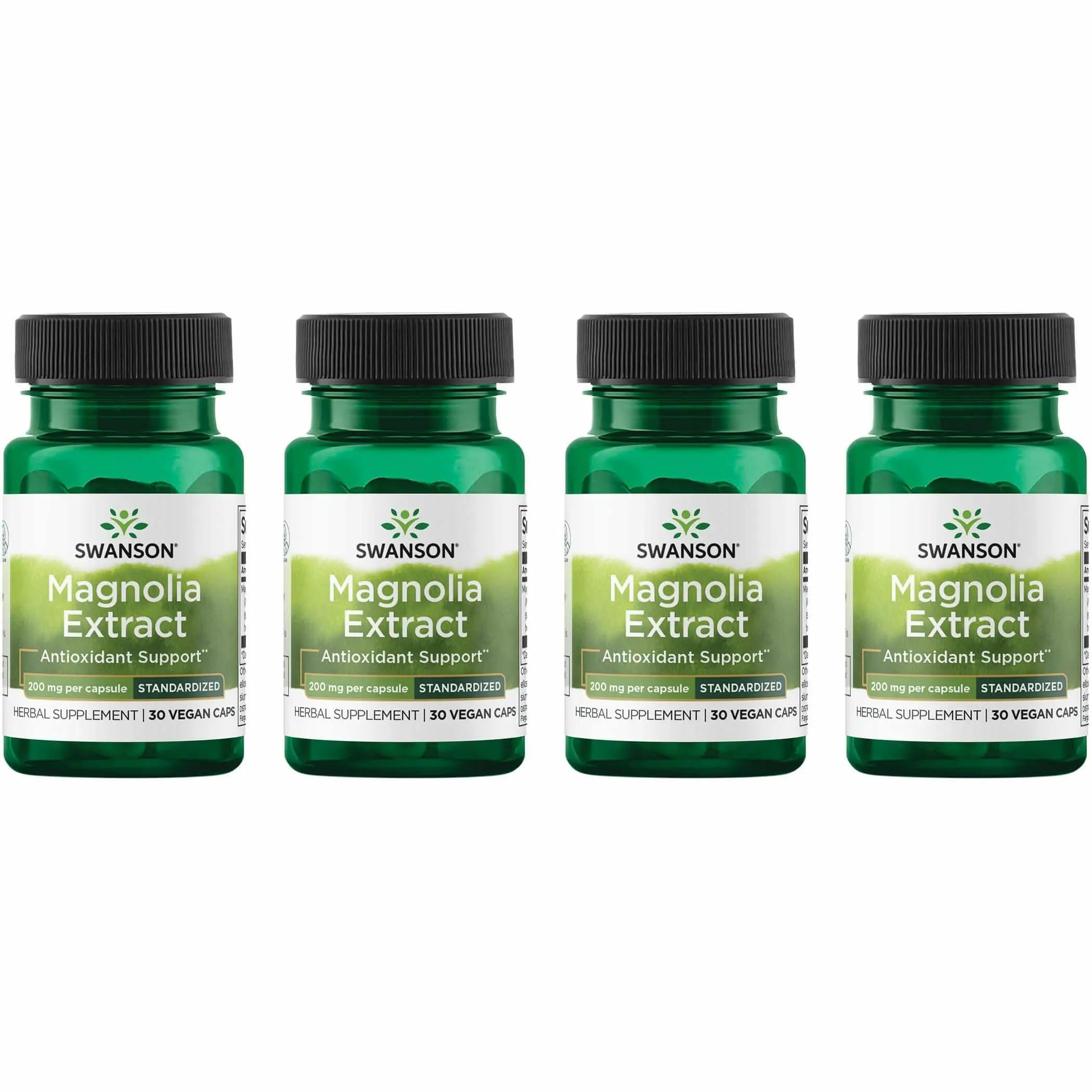 Swanson Magnolia Bark Herbal Supplement bottle with 4-pack packaging front view