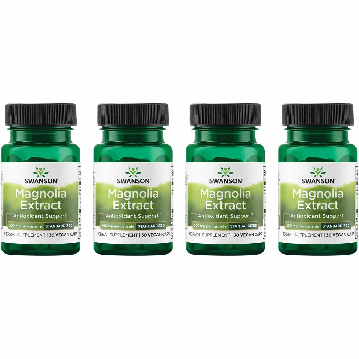 Swanson Magnolia Bark Herbal Supplement bottle with 4-pack packaging front view