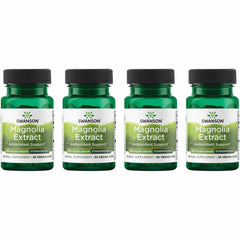Swanson Magnolia Bark Herbal Supplement bottle with 4-pack packaging front view