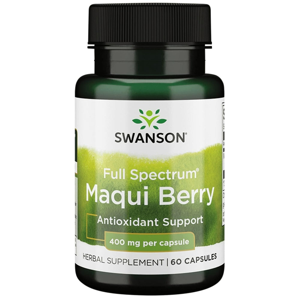 Product image: Swanson Full Spectrum Maqui Berry 400 mg bottle with 60 capsules