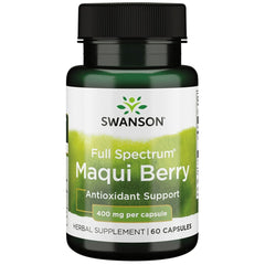 Product image: Swanson Full Spectrum Maqui Berry 400 mg bottle with 60 capsules