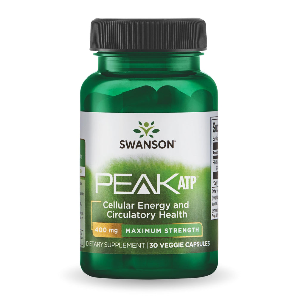 Swanson Maximum Strength Peak ATP bottle on the counter illustrating everyday energy support
