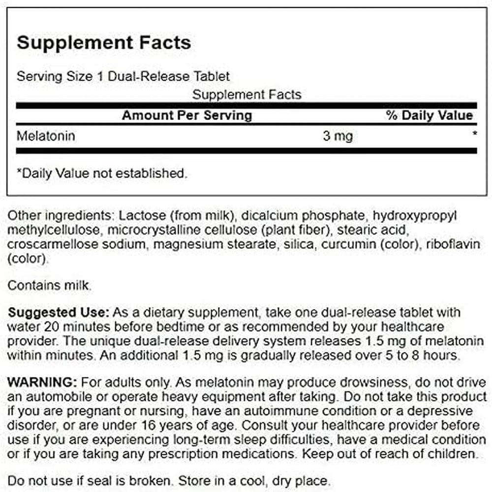 Close-up of Swanson Melatonin tablet showing 3 mg dosage