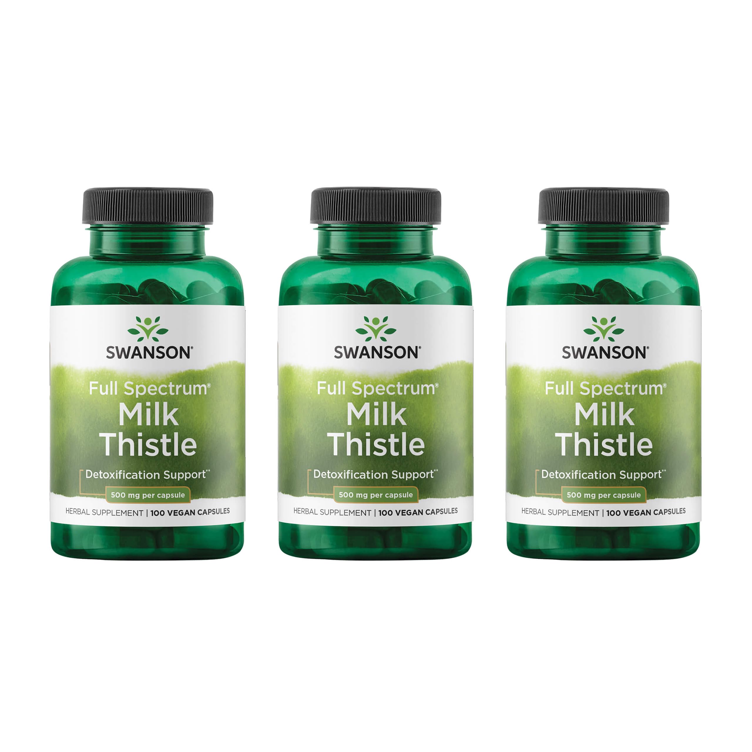 Swanson Milk Thistle bottle with 100 capsules, 500 mg each