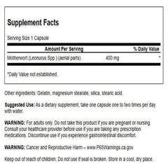 Close up of Swanson Motherwort capsules