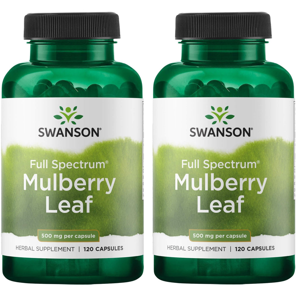Swanson Mulberry Leaf Full Spectrum Herbal Supplement 500 mg, 120 capsules, 2-pack