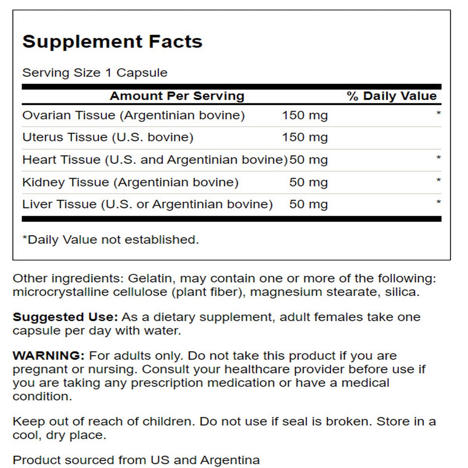 Swanson Multi-GLANDULAR for Women label close-up