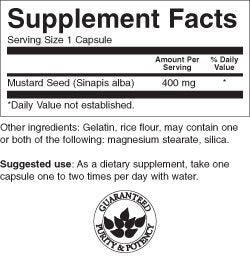 Swanson Mustard Seed 400 mg 60 capsules - ingredients and supplement facts