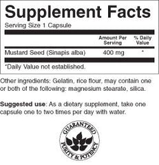 Swanson Mustard Seed 400 mg 60 capsules - ingredients and supplement facts