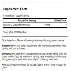 Close-up of Swanson N-Acetyl D-Glucosamine label showing dosage