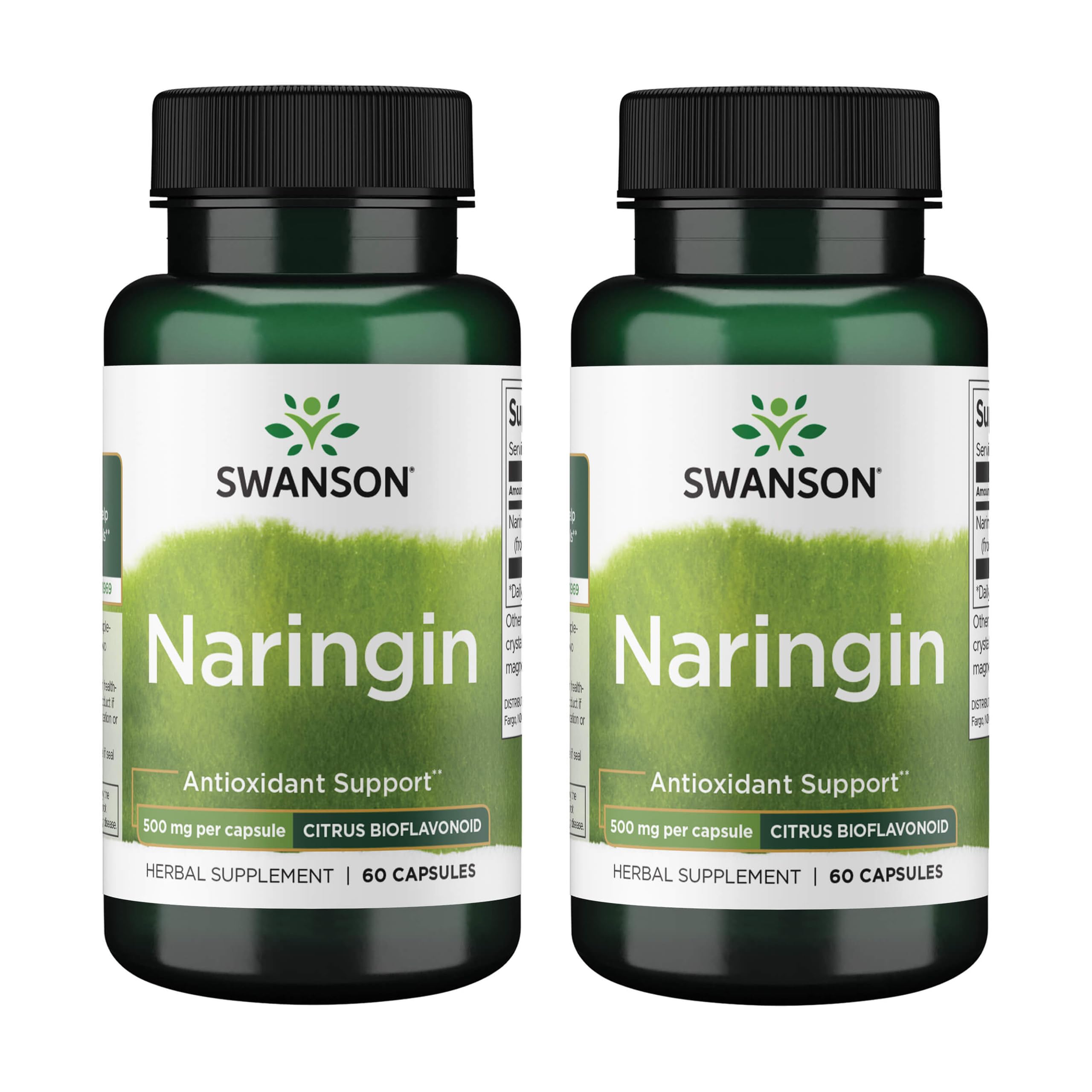 Swanson Naringin 500 mg bottle front with 60 capsules in 2-pack