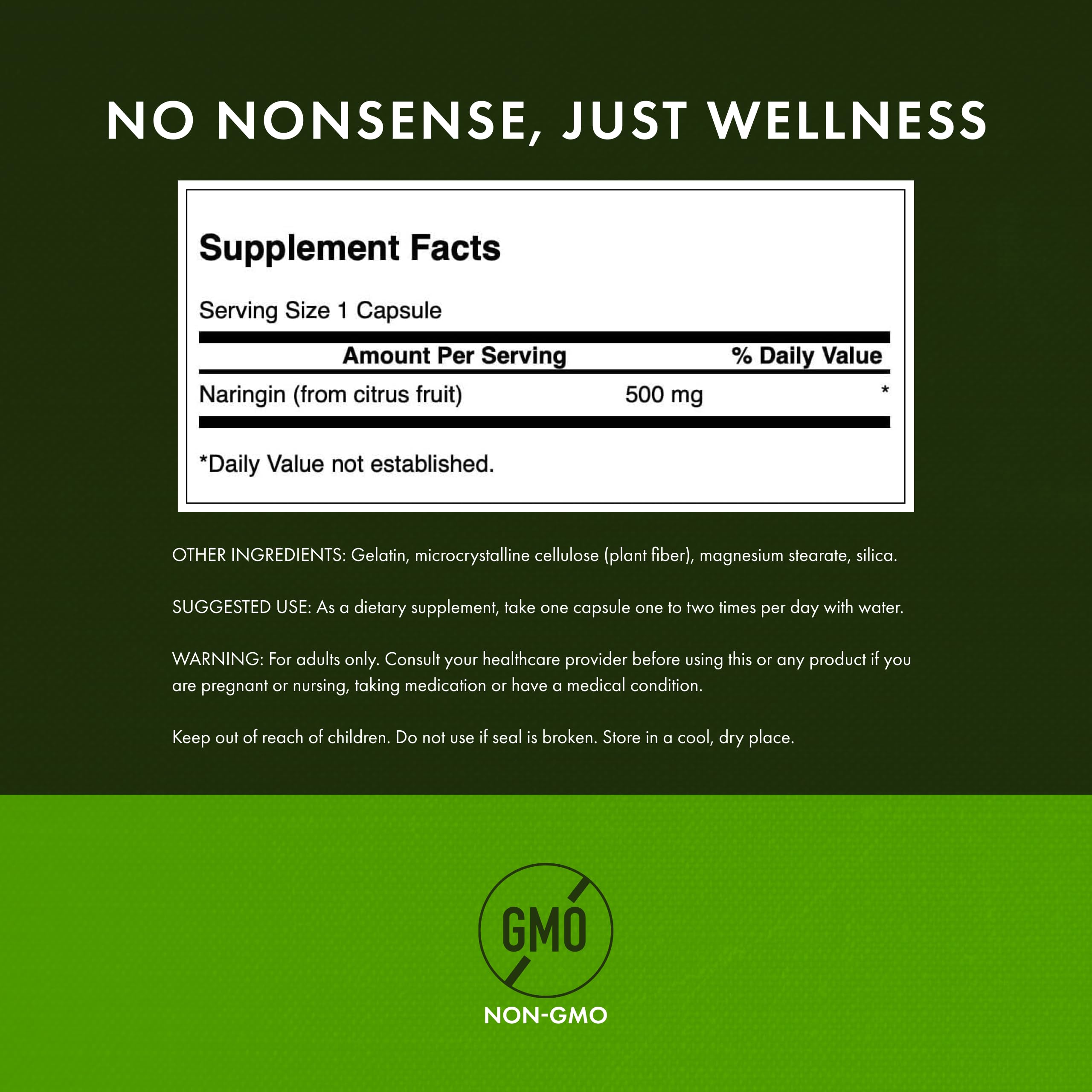 Front view of Swanson Naringin 500 mg bottle