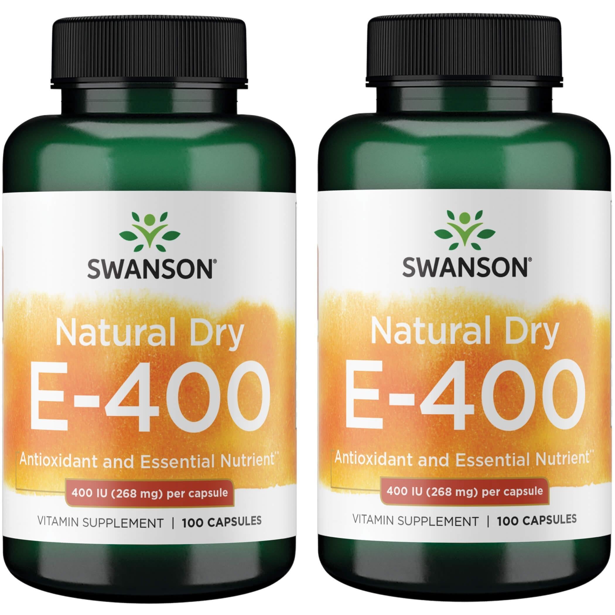 Swanson Natural Dry Vitamin E 400 IU - 100 Capsules (2 Pack)
