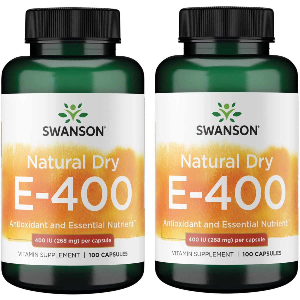 Swanson Natural Dry Vitamin E 400 IU - 100 Capsules (2 Pack)