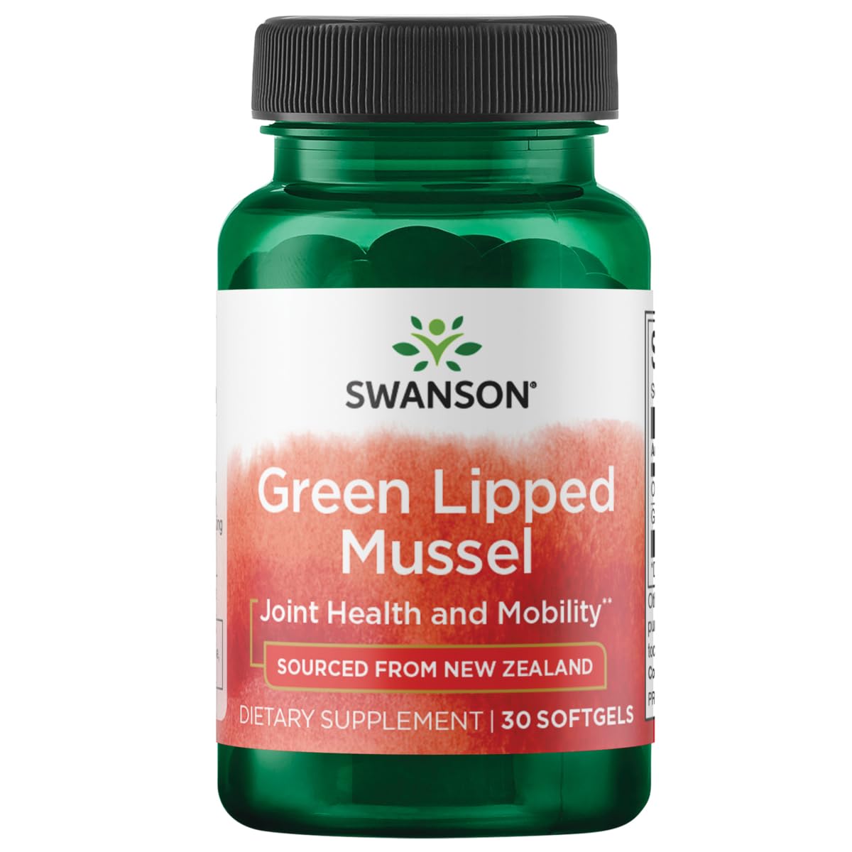 Bottle of Swanson New Zealand Green Lipped Mussel Oil 30 Sgels