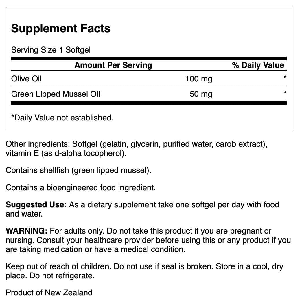 Swanson Green Lipped Mussel Oil capsules close-up highlighting eco-friendly sourcing.