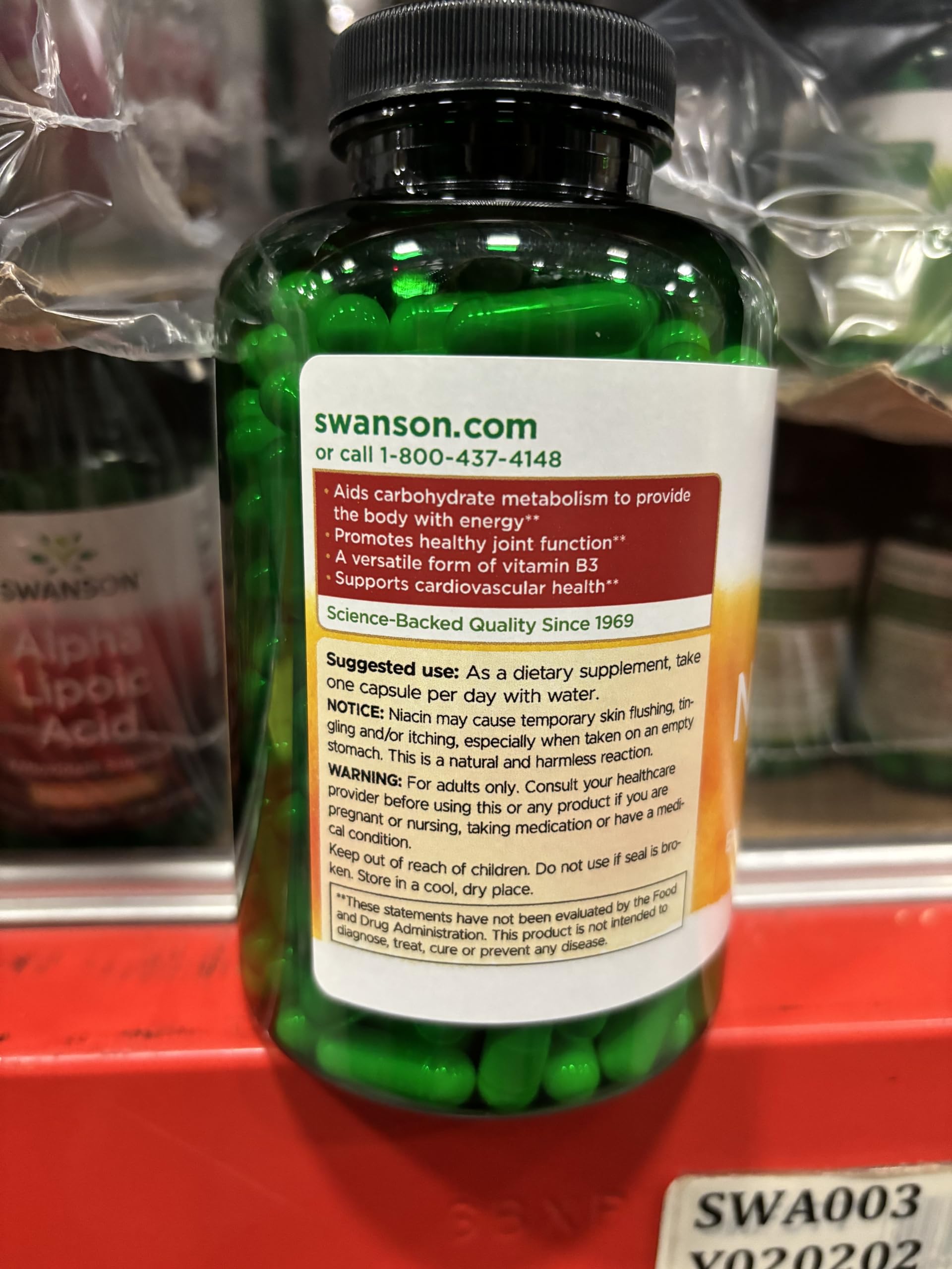 Third-party lab testing seal for Swanson Niacinamide