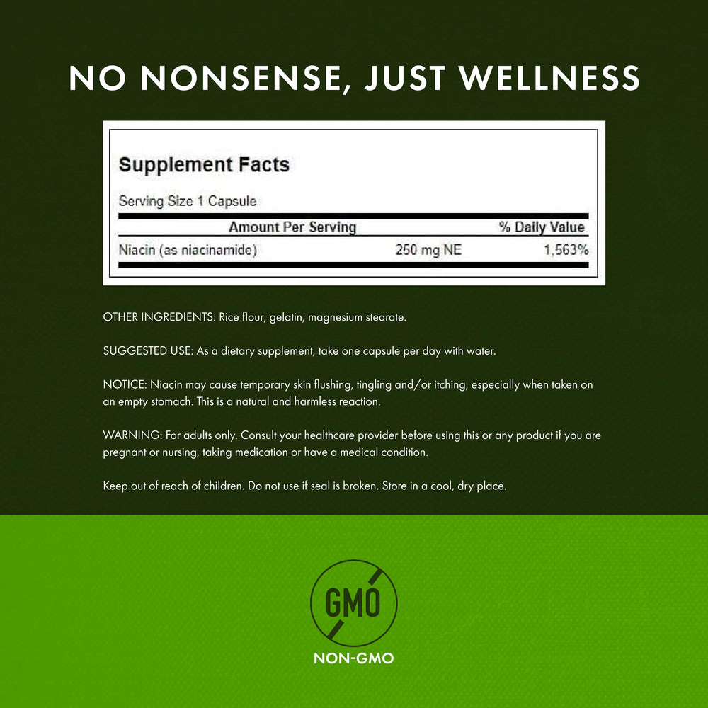 Swanson Niacinamide label front highlights heart health and joint support features