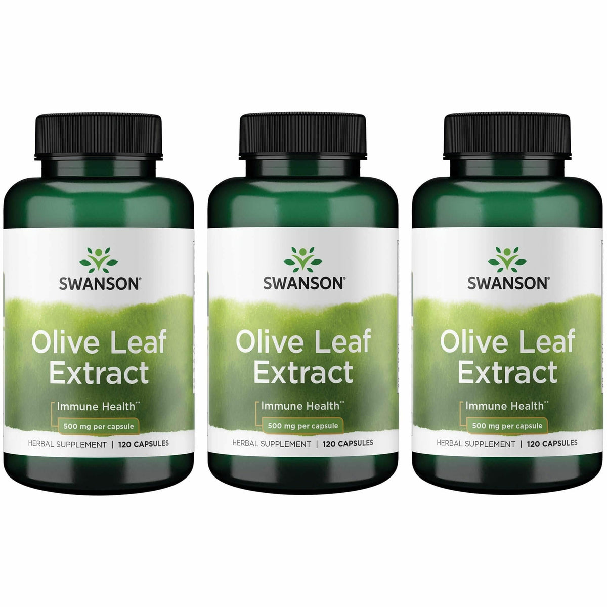 Swanson Olive Leaf Extract Capsule bottle label showing 20% oleuropein