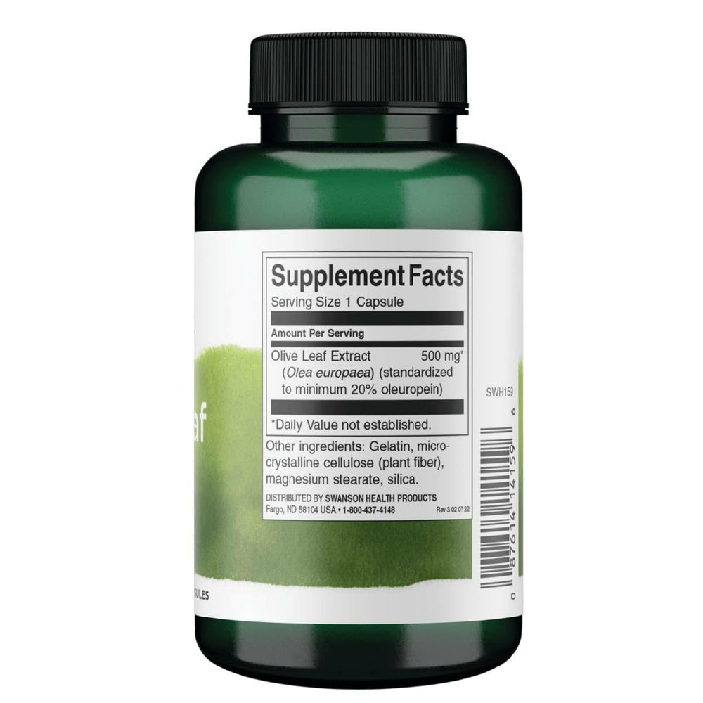 Close-up of bottle label with 20% oleuropein emphasis