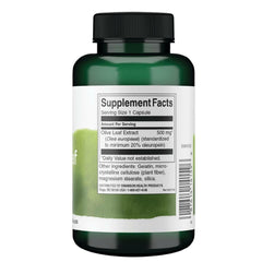 Close-up of bottle label with 20% oleuropein emphasis