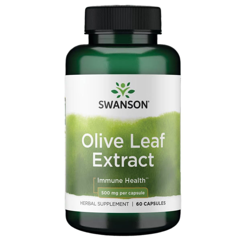 Swanson Olive Leaf Extract bottle 500mg, 60 capsules