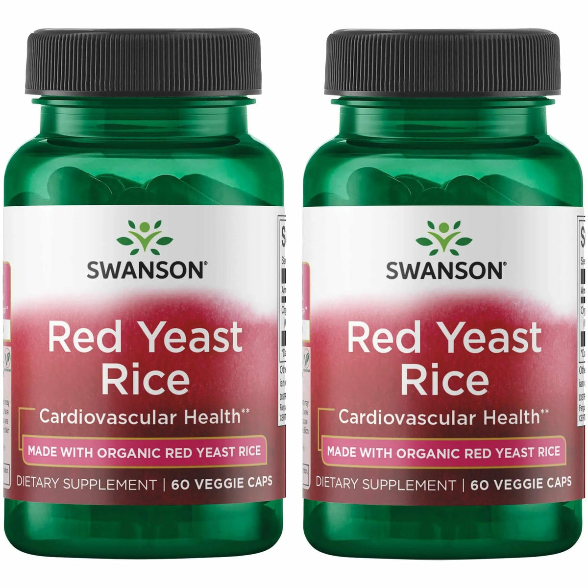 Swanson Organic Red Yeast Rice 600 mg Veggie Capsules 2-Pack bottle