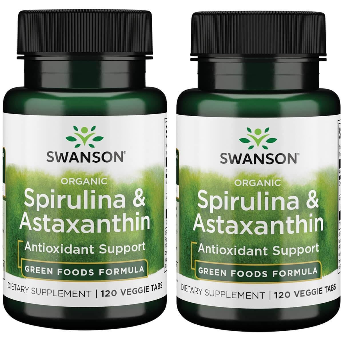 Swanson Organic Spirulina & Astaxanthin 120 Veg Tabs (2 Pack) bottle