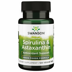 Bottle of Swanson Organic Spirulina & Astaxanthin 120 Veg Tabs
