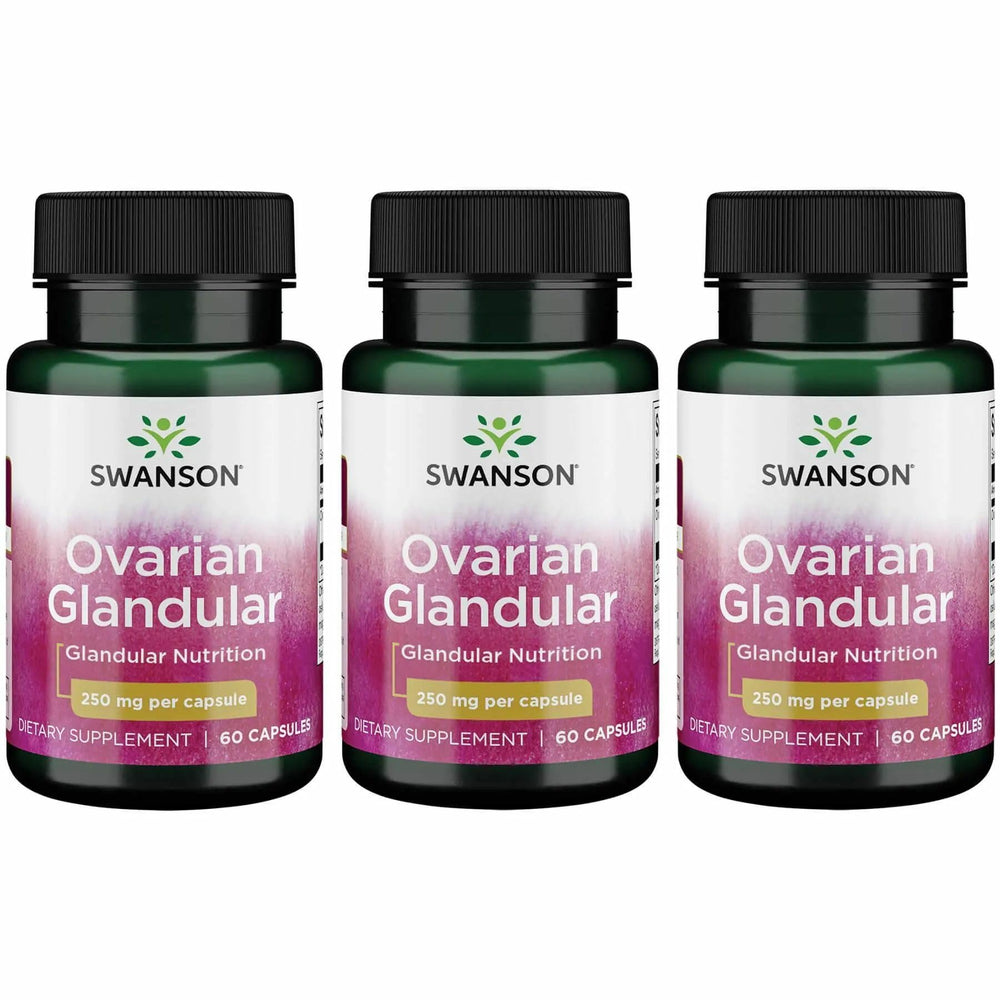 Bottle label of Swanson Ovarian Glandular 60 capsules 250 mg