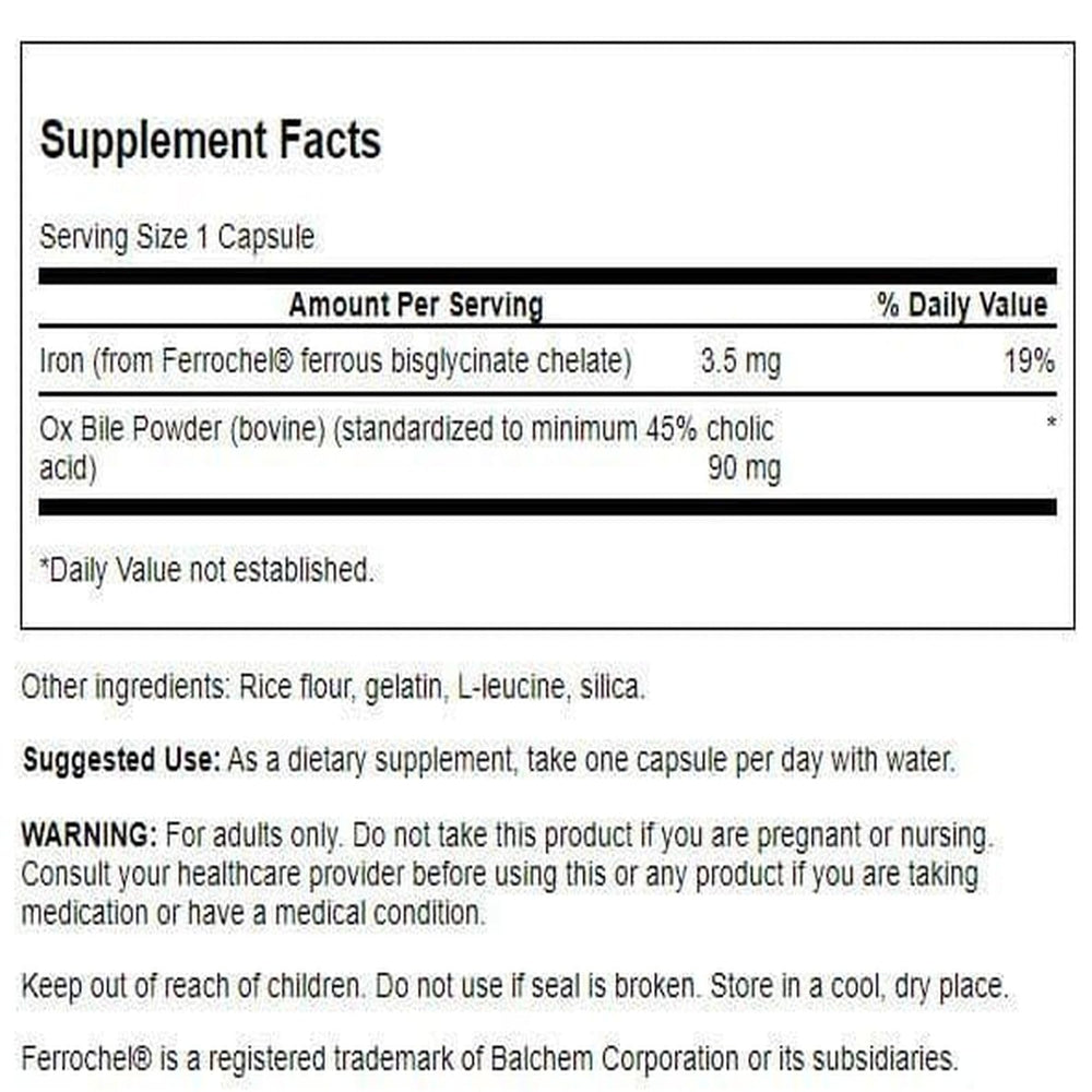 Ox Bile bottle label