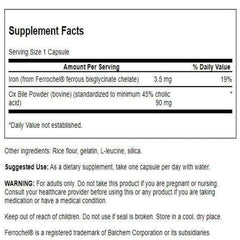 Ox Bile bottle label