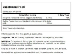 Swanson Ox Bile 90 mg bottle back label