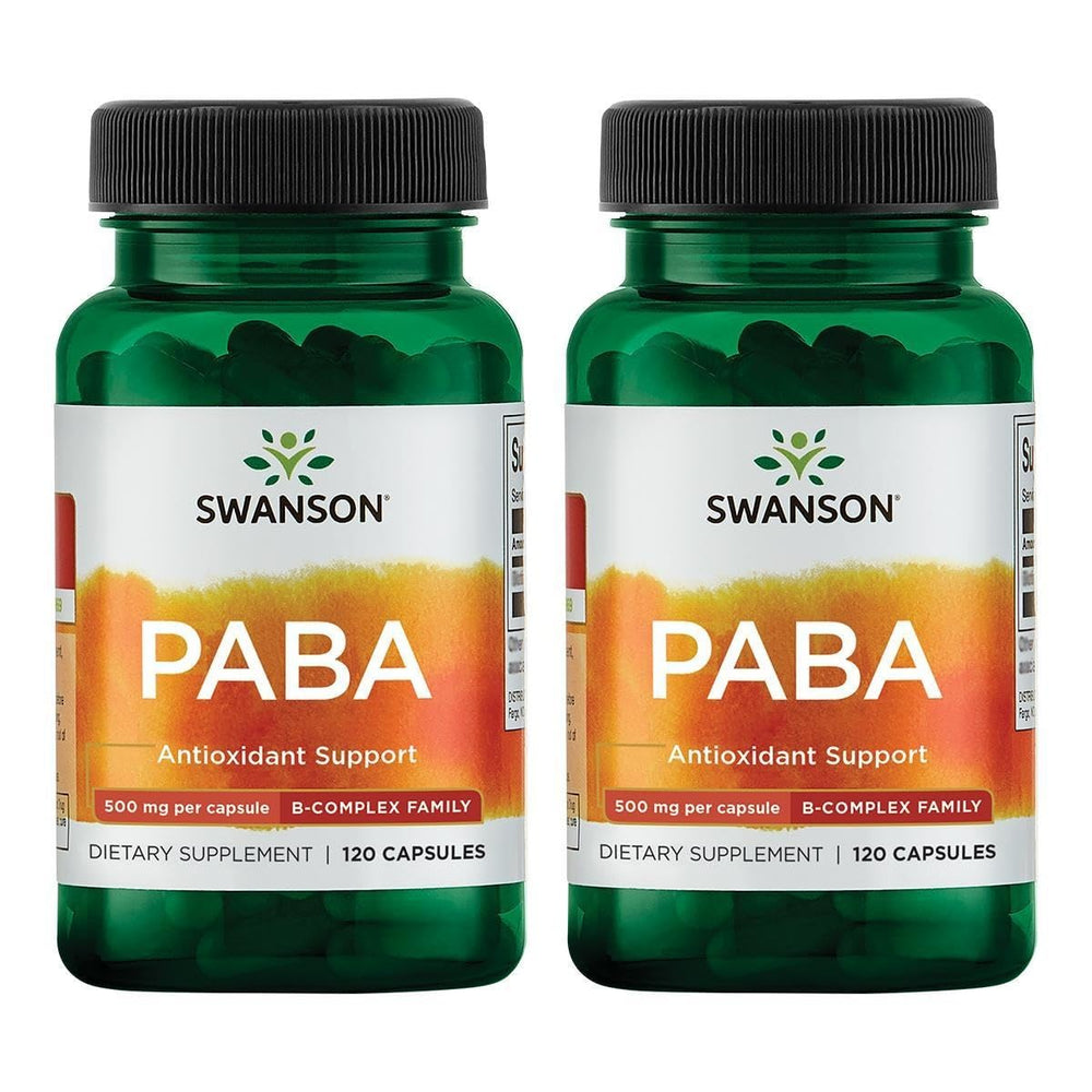 Swanson PABA 500 mg capsules - 120 count bottle, 2-pack