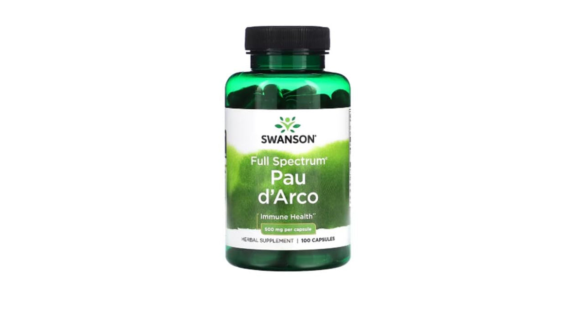 Bottle of Swanson PAU d'Arco 500 mg - 100 capsules