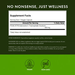 Swanson Peak ATP label close-up highlighting 400 mg per serving energy support