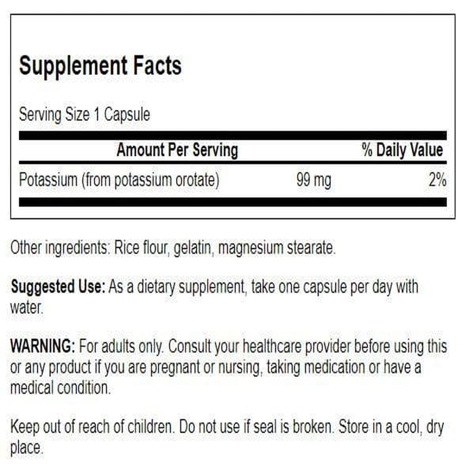 Potassium Orotate 99 mg capsules by Swanson Ultra