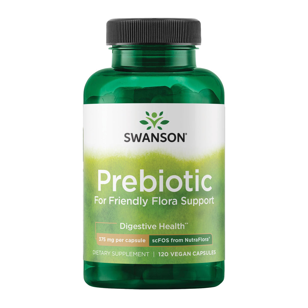 Bottle of Swanson Prebiotic Capsules with 120 veggie capsules