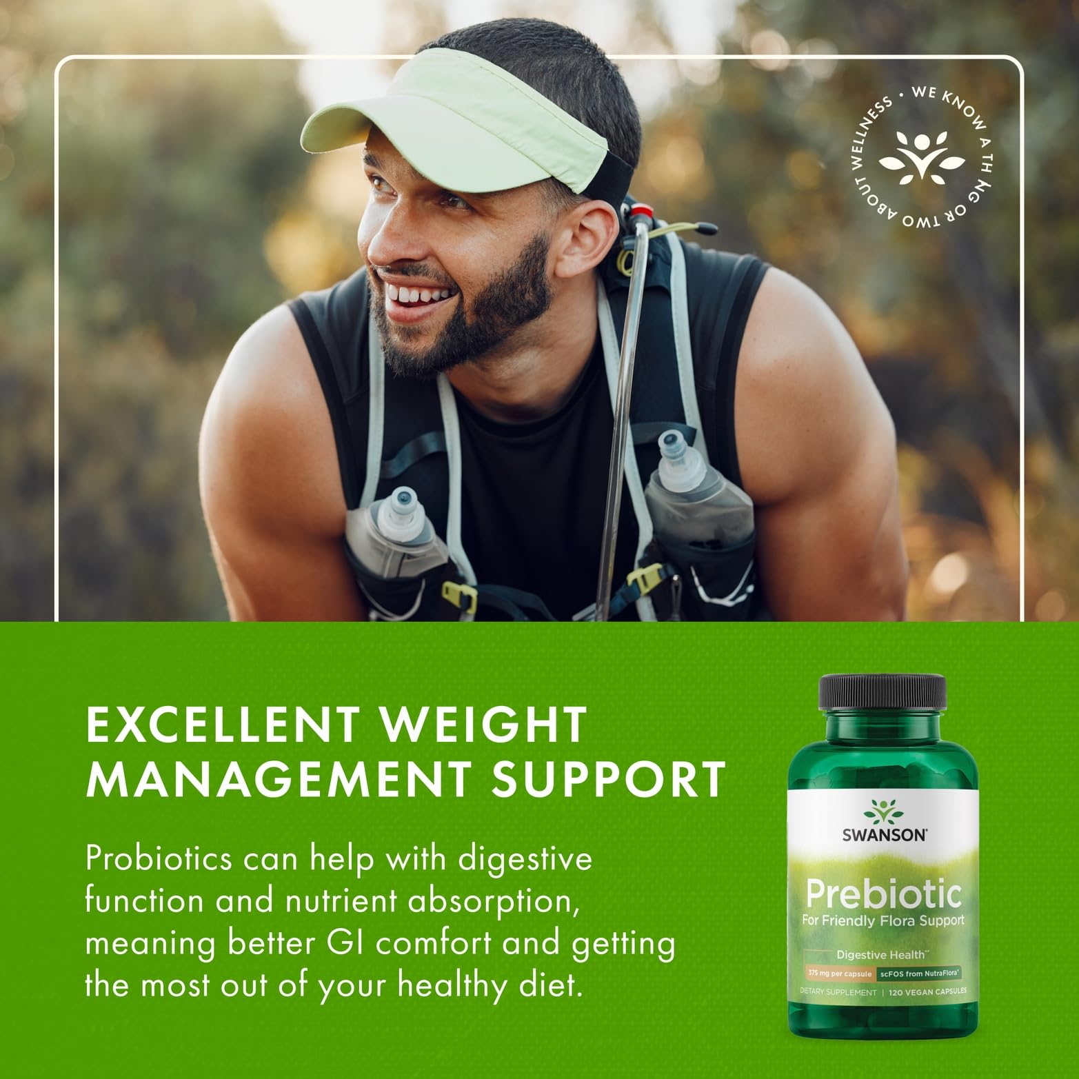 Swanson Prebiotic Capsules capsules on white background