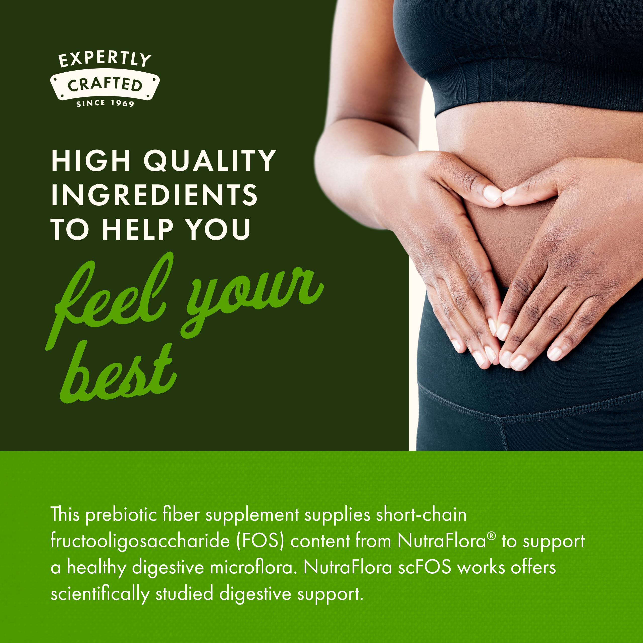 Graphic illustrating digestive health with Swanson Prebiotic Capsules