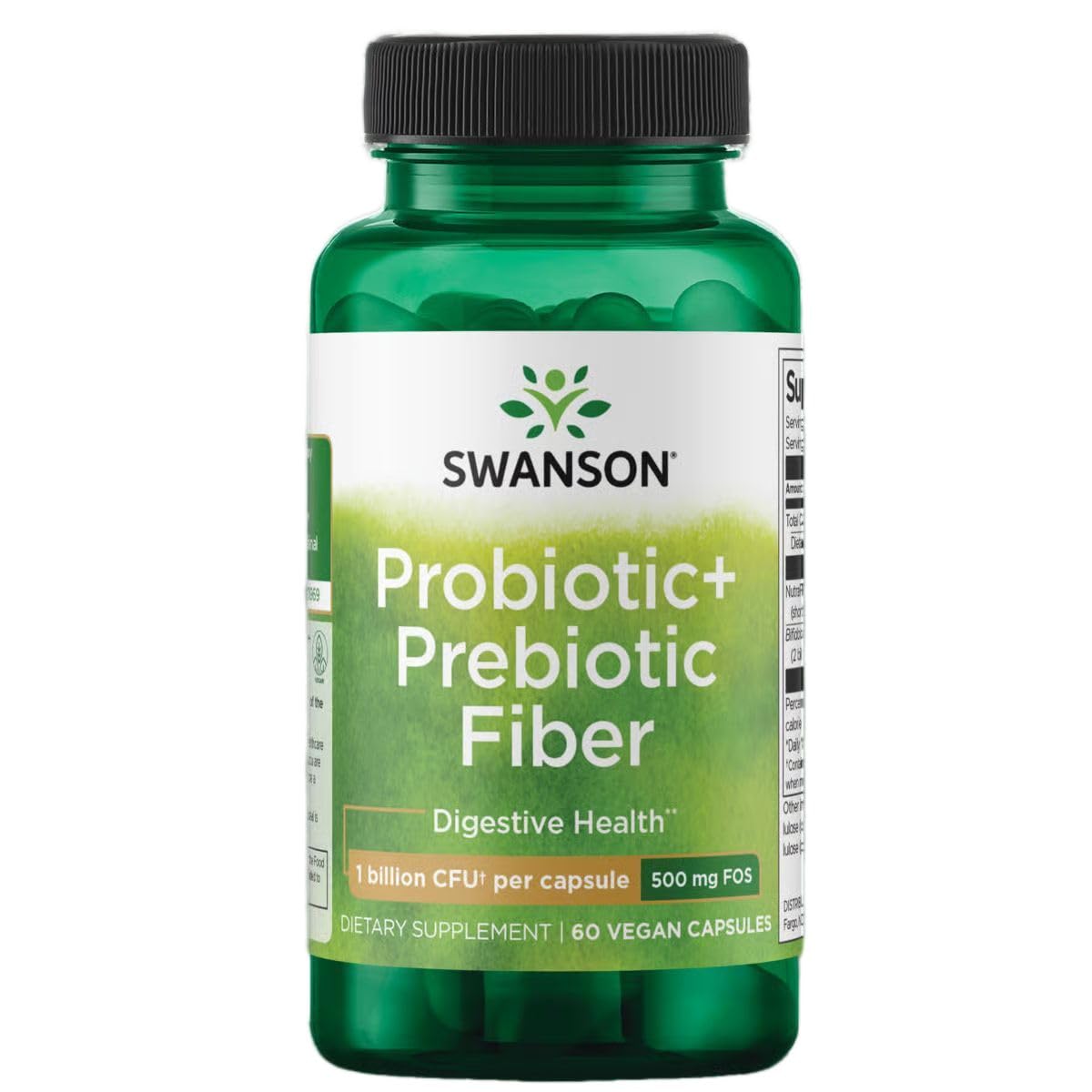 Swanson Prebiotic + Probiotic Fiber bottle label