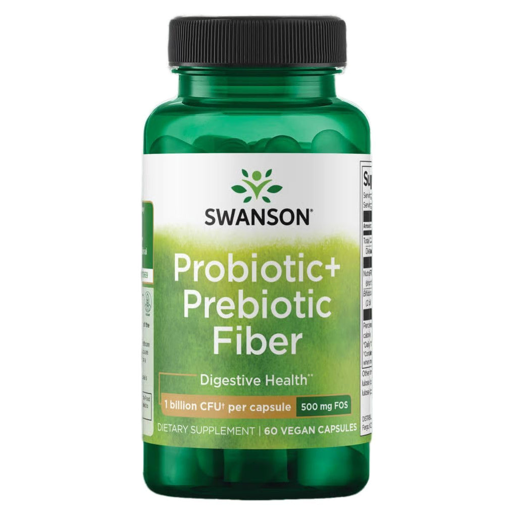 Swanson Prebiotic + Probiotic Fiber bottle label