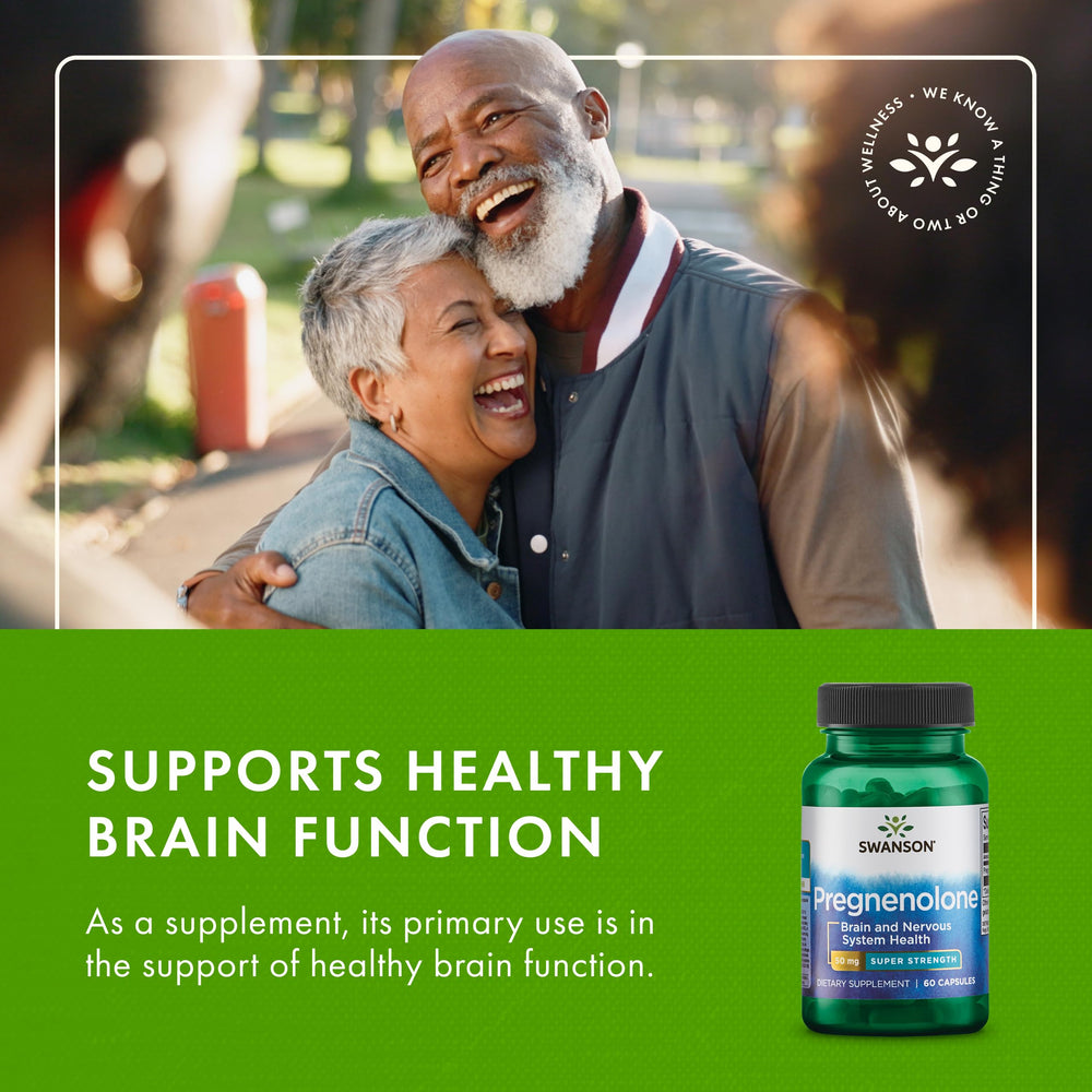 Close-up of Swanson Pregnenolone 50 mg packaging