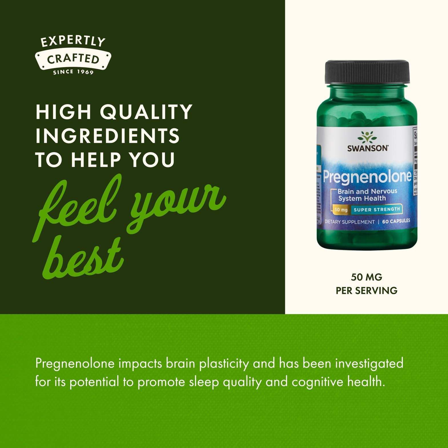 Supplement facts panel on Swanson Pregnenolone