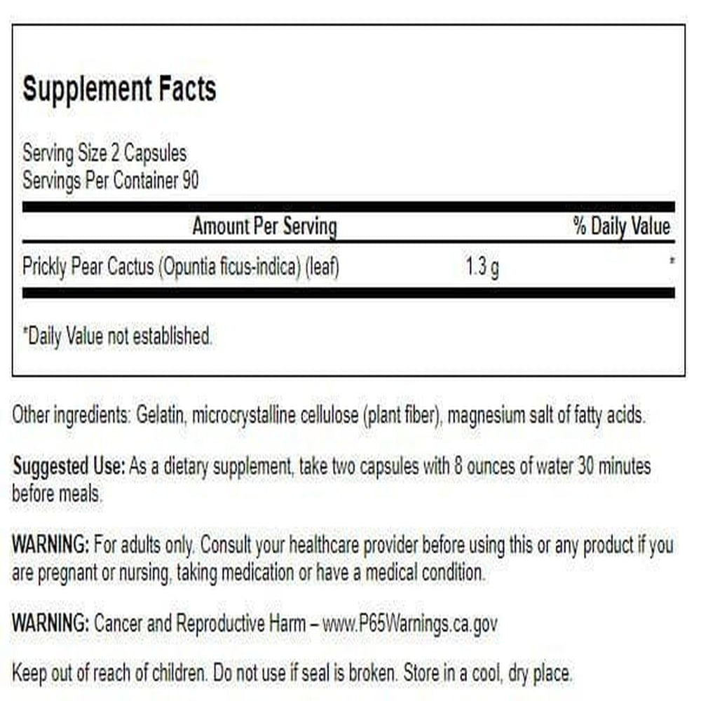 Front view of Swanson Prickly Pear Cactus Opuntia 650 mg bottle
